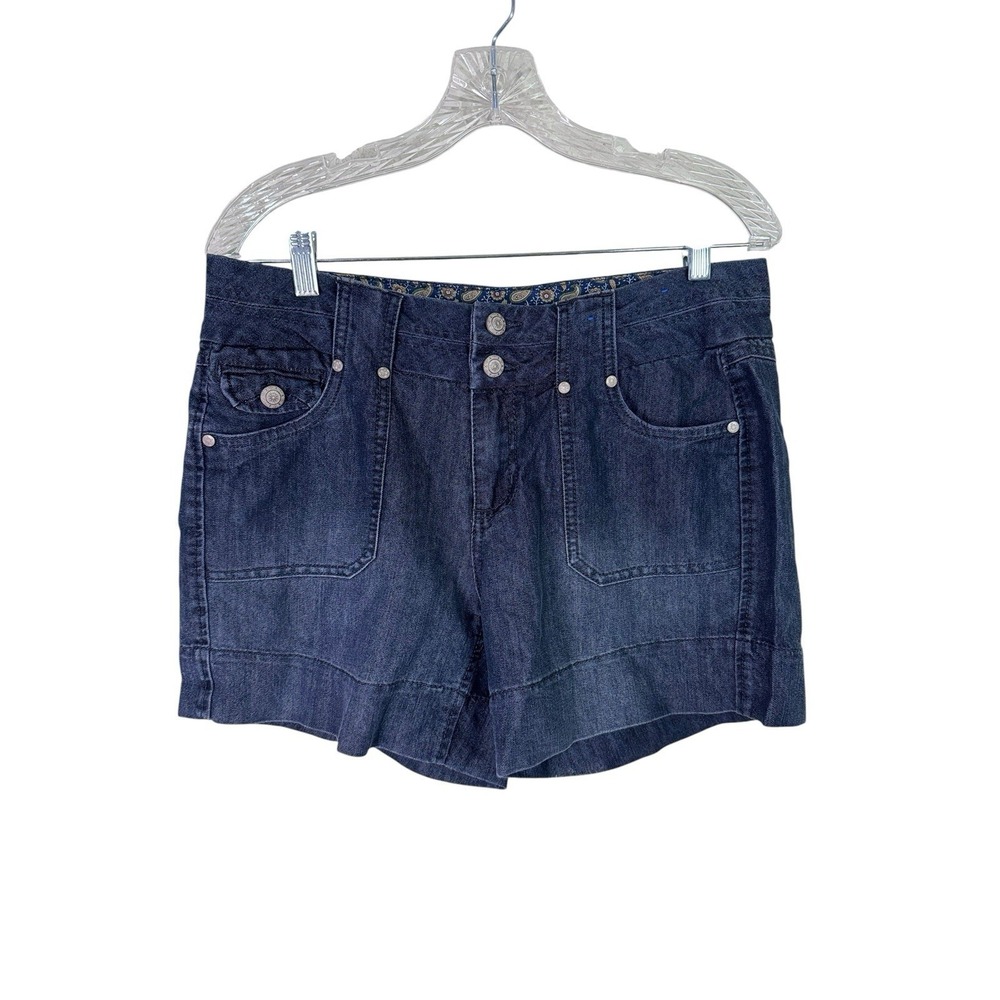 Dakota‎ Women's Jean Shorts Size 8 Blue Denim Flap Pockets Stretch Cotton